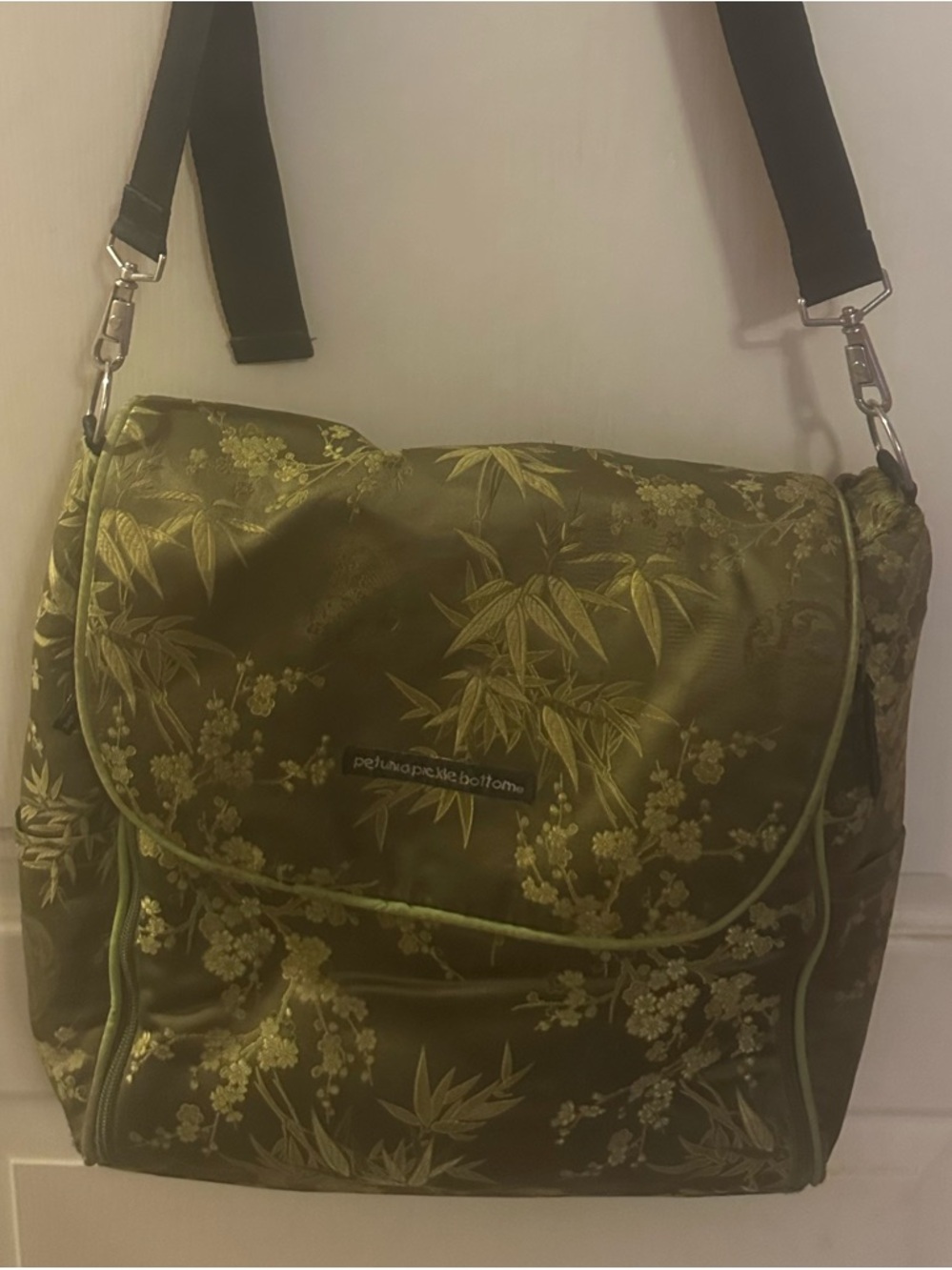 Petunia Pickle Bottom Olive Green Floral Multi Functional Diaper Bag